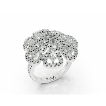Ring with a 0.12ct Pear Cut diamond and 0.93ct round diamonds