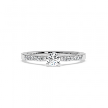 Engagement ring with 0.30 ct center diamond and 0.10 ct side diamonds