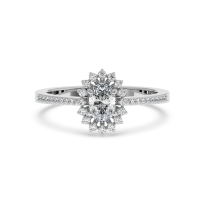 Engagement ring with central diamond of 0.36 ct and side diamonds of 0.12 ct