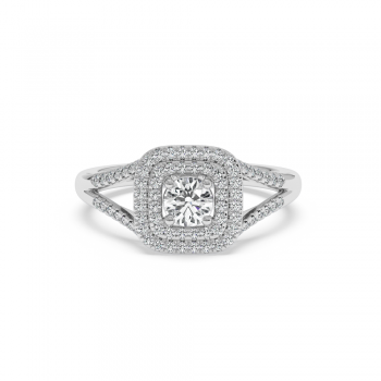 Engagement ring with central diamond of 0.36 ct and side diamonds of 0.26 ct