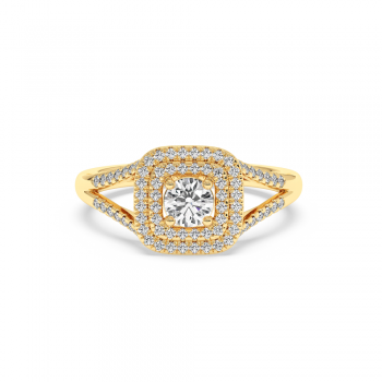 Engagement ring with central diamond of 0.36 ct and side diamonds of 0.26 ct