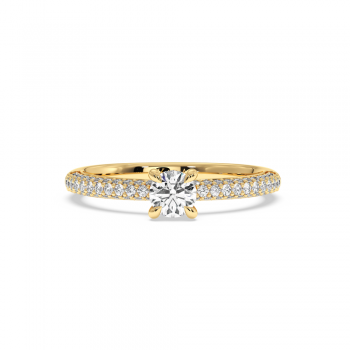 Engagement ring with central diamond of 0.36 ct and side diamonds of 0.41 ct