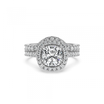 Engagement Ring with 0.46ct Center Diamond and 3.38ct Side Diamonds
