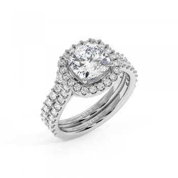 Engagement Ring with 0.46ct Center Diamond and 3.38ct Side Diamonds