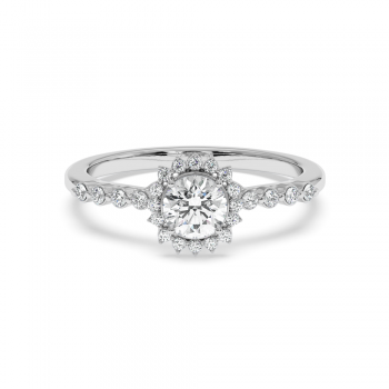 Engagement ring with central diamond of 0.48 ct and side diamonds of 0.14 ct