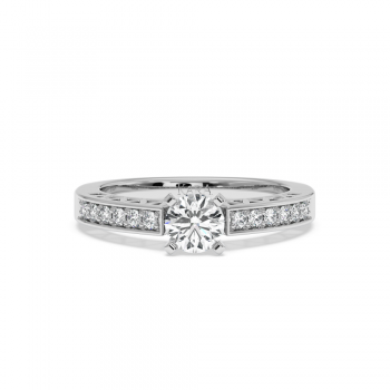 Engagement Ring with 0.53ct Center Diamond and 0.19ct Side Diamonds