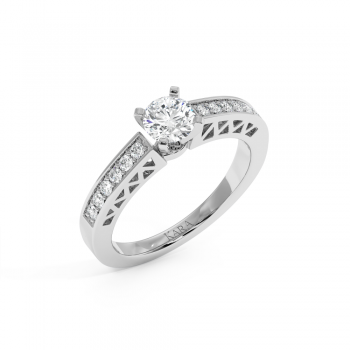 Engagement Ring with 0.53ct Center Diamond and 0.19ct Side Diamonds