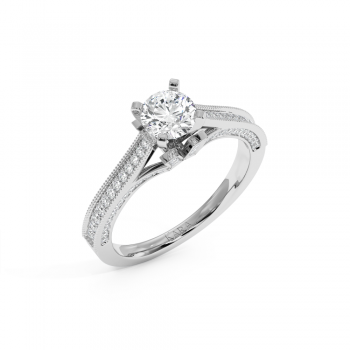 Engagement Ring with 0.55ct Center Diamond and 0.46ct Side Diamonds