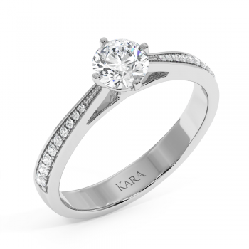 Engagement ring with central diamond of 0.59 ct and side diamonds of 0.14 ct