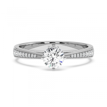 Engagement ring with central diamond of 0.59 ct and side diamonds of 0.14 ct