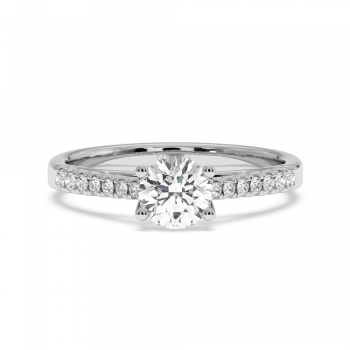 Engagement ring with central diamond of 0.59 ct and side diamonds of 0.18 ct