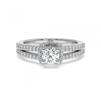 Engagement ring with central diamond of 0.60 ct and side diamonds of 0.36 ct