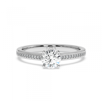 Engagement ring with central diamond of 0.66 ct and side diamonds of 0.08 ct