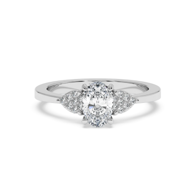 Engagement ring with 0.71 ct oval center diamond and 0.08 ct side diamonds