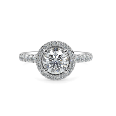 Engagement ring with central diamond of 0.71 ct and side diamonds of 0.20 ct