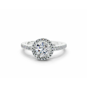 Engagement ring with central diamond of 0.73 ct and side diamonds of 0.23 ct