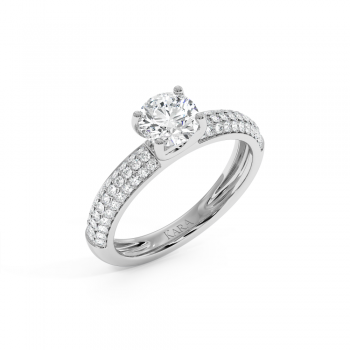 Engagement Ring with 0.75ct Center Diamond and 0.32ct Side Diamonds