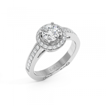 Engagement Ring with 0.81ct Center Diamond and 0.57ct Side Diamonds