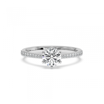 Engagement ring with central diamond of 0.90 ct and side diamonds of 0.19 ct