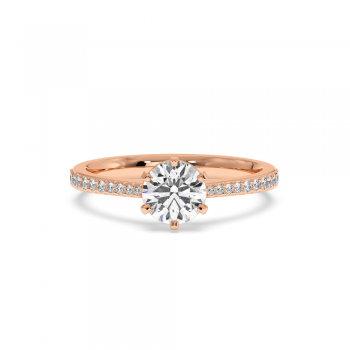 Engagement ring with central diamond of 0.90 ct and side diamonds of 0.19 ct