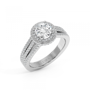 Engagement ring with 1.00 ct center diamond and 0.56 ct side diamonds