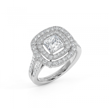 Ring with 1.02 ct center diamond and 1.01 ct side diamonds