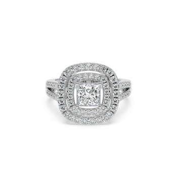 Ring with 1.02 ct center diamond and 1.01 ct side diamonds