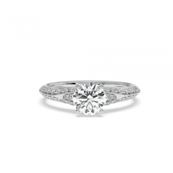 Engagement Ring with 1.03ct Center Diamond and 0.42ct Side Diamonds