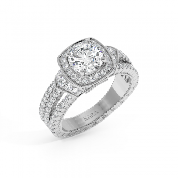 Engagement Ring with 1.25ct Center Diamond and 0.85ct Side Diamonds