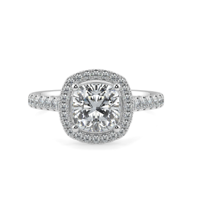 Engagement ring with 1.50 ct center diamond and 0.26 ct side diamonds
