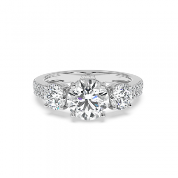 Engagement ring with 1.91 ct central diamond and 1.10 ct side diamonds
