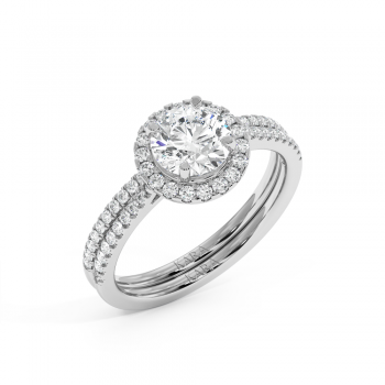 Engagement Ring with 1ct Center Diamond and 0.37ct Side Diamonds