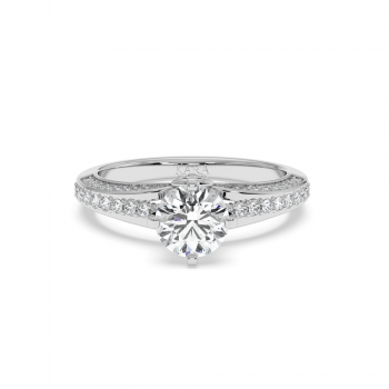 Engagement Ring with 1ct Center Diamond and 0.39ct Side Diamonds