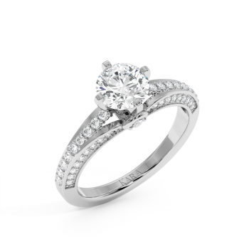 Engagement Ring with 1ct Center Diamond and 0.39ct Side Diamonds