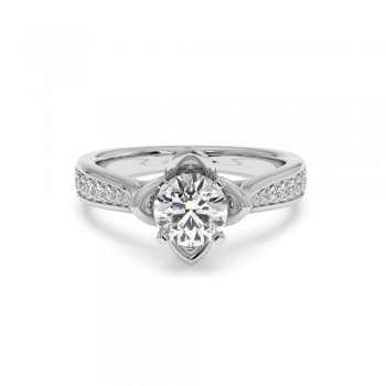 Engagement Ring with 1ct Center Diamond and 0.44ct Side Diamonds