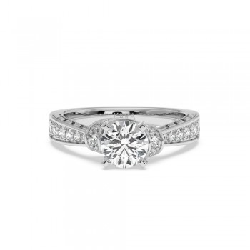 Engagement Ring with 1ct Center Diamond and 0.53ct Side Diamonds
