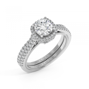 Engagement Ring with 1ct Center Diamond and 0.62ct Side Diamonds