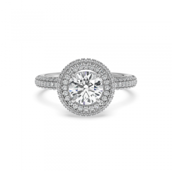 Engagement Ring with 1ct Center Diamond and 0.64ct Side Diamonds