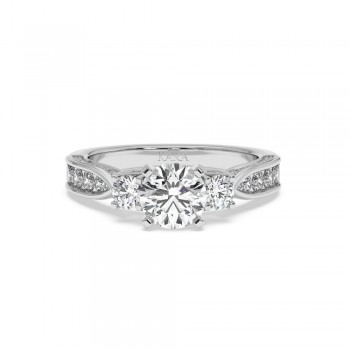 Engagement Ring with 1ct Center Diamond and 0.67ct Side Diamonds