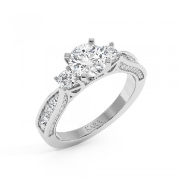 Engagement Ring with 1ct Center Diamond and 0.67ct Side Diamonds