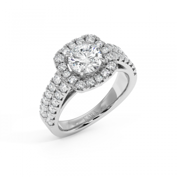 Engagement Ring with 1ct Center Diamond and 0.96ct Side Diamonds