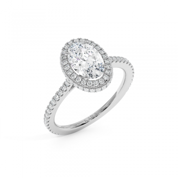 Engagement Ring with 1.41ct Oval Cut Center Diamond and 0.46ct Round Side Diamonds
