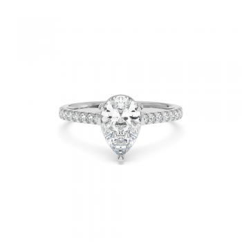 Engagement Ring with 1.50ct Central Pear Cut Diamond and 0.20ct Side Diamonds
