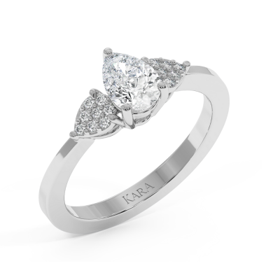 Engagement ring with 0.65 ct Pear center diamond and 0.08 ct side diamonds