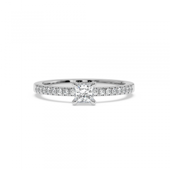 Engagement ring with 0.34 ct PRINCESS center diamond and 0.10 ct side diamonds