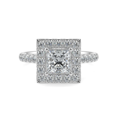 Engagement ring with 0.49 ct PRS center diamond and 0.28 ct side diamonds