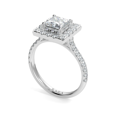 Engagement ring with 0.49 ct PRS center diamond and 0.28 ct side diamonds