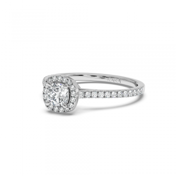 Engagement ring with 0.50 ct Cushion Diamond and 0.22 ct side diamonds