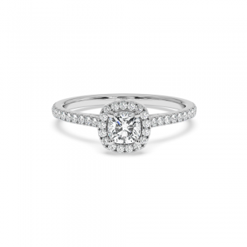 Engagement ring with 0.50 ct Cushion Diamond and 0.22 ct side diamonds