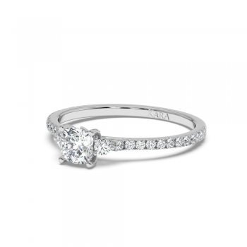 Engagement ring with 0.50 ct Cushion Diamond and 0.23 ct side diamonds